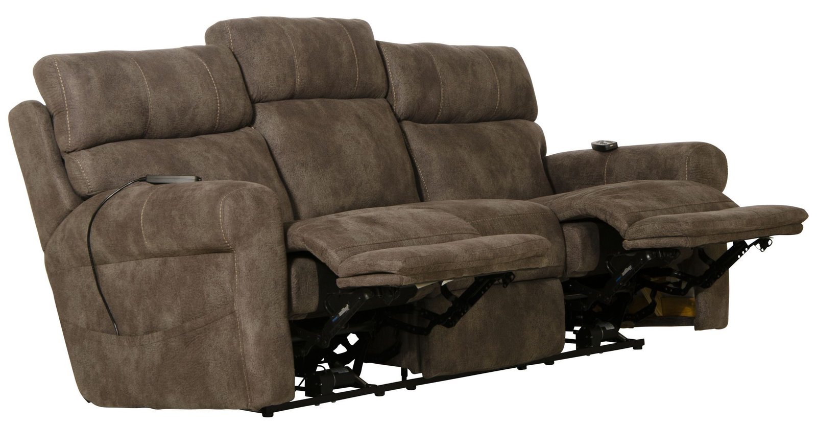 Tranquility - Power Headrest Power Lay Flat Reclining Sofa With DDT / CR3 Heat / Massage / Lumbar - Pewter - Image 2