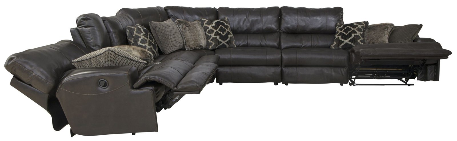 Como - 7 Piece Italian Leather Match Reclining Sectional - Image 15