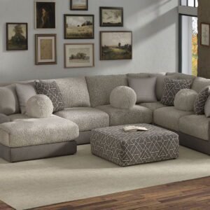 Canyon - 4 Piece Sectional With Cuddler Seat Cushions, Included Accent Pillows And Cocktail Ottoman (Left Side Facing Chaise) - Umber