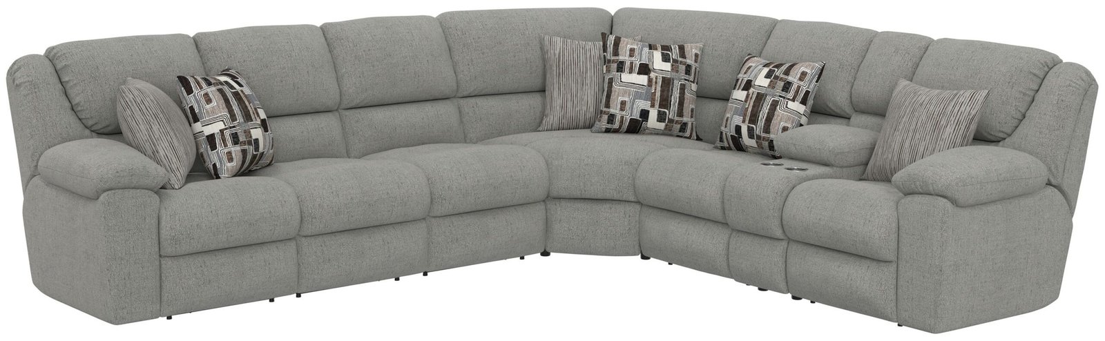 Quinn - 3 Piece Reclining Sectional With 4 Reclining Seats, Storage Arms, Storage Console With Lights, And Drop Down Table - Nature - Image 3