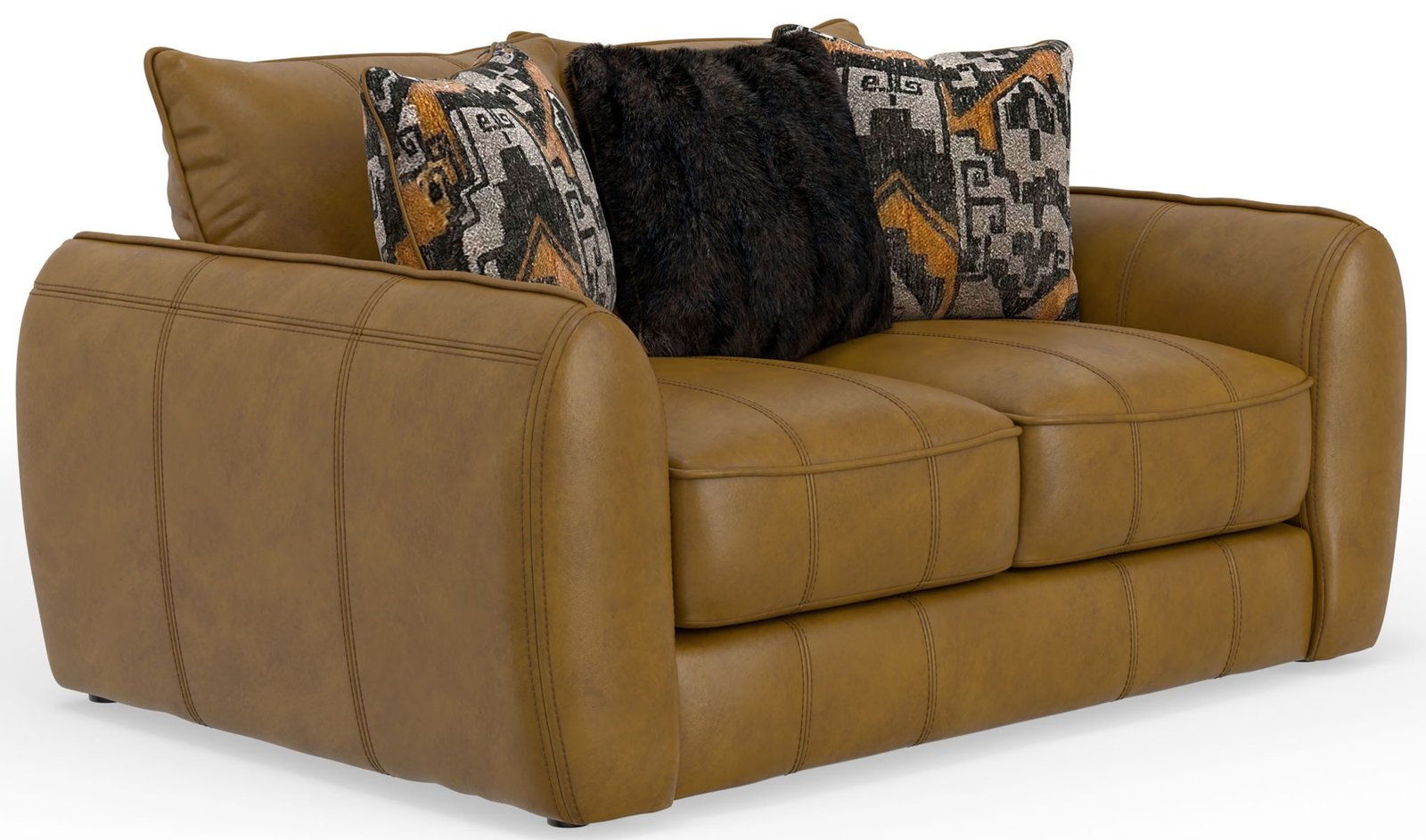Corvara - Top Grain Italian Leather Match Loveseat - Caramel - Image 2