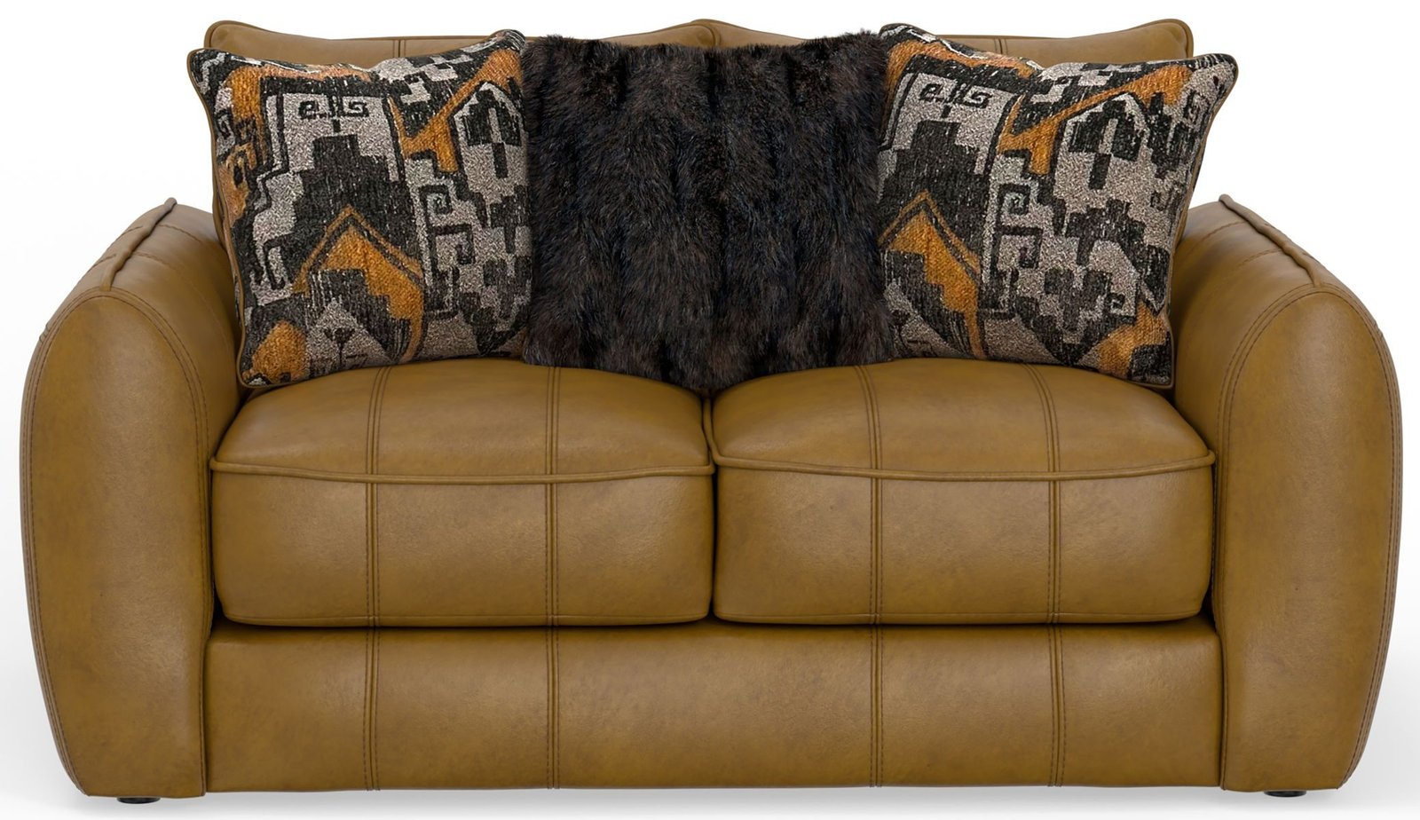 Corvara - Top Grain Italian Leather Match Loveseat - Caramel - Image 3