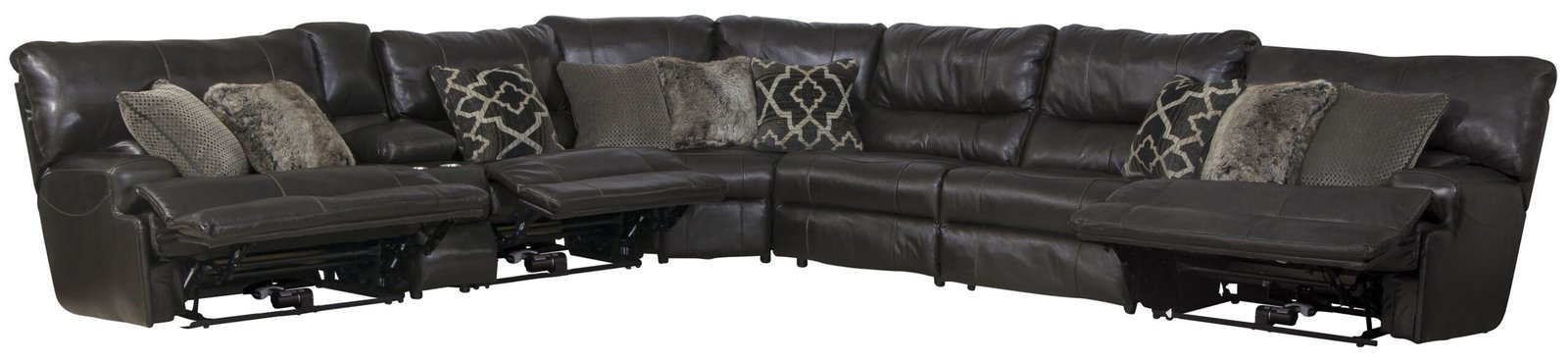 Como - 7 Piece Italian Leather Match Reclining Sectional - Image 31