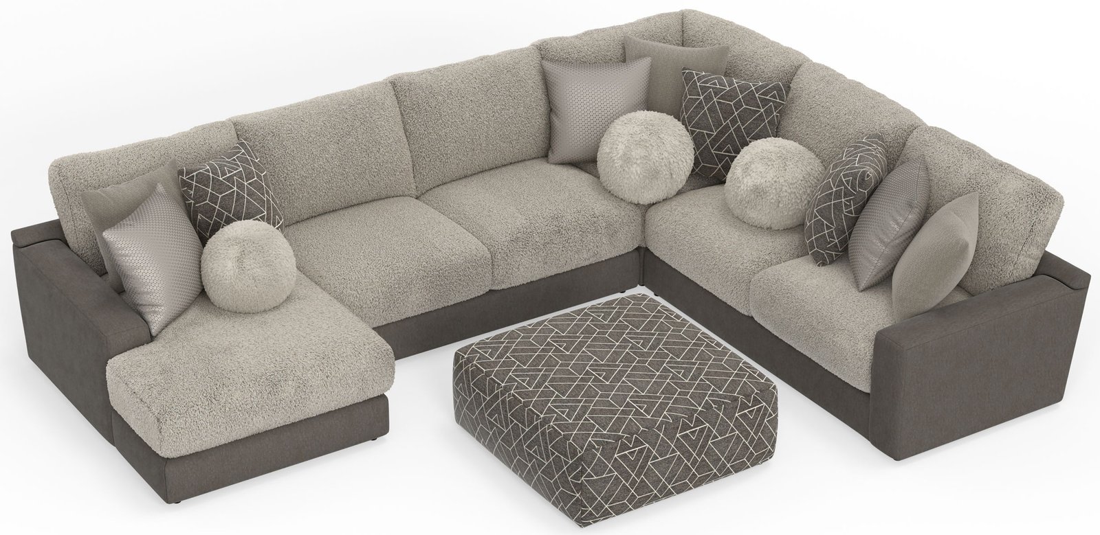 Canyon - 4 Piece Sectional With Cuddler Seat Cushions, Included Accent Pillows And Cocktail Ottoman (Left Side Facing Chaise) - Umber - Image 3