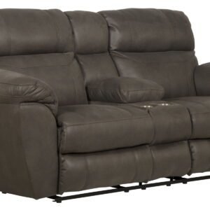 Atlas - Reclining Console Loveseat With Storage - Charcoal