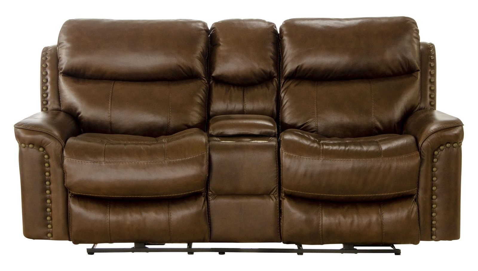 Ceretti - Power Reclining Console Loveseat - Brown Top Grain Italian Leather Match - Image 4