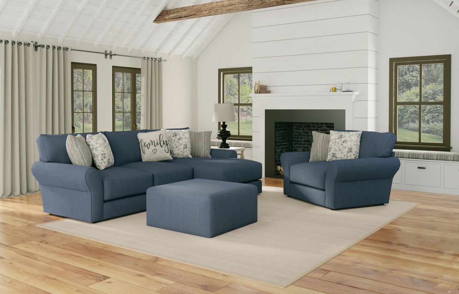 Cape May - Cocktail Ottoman - Denim - Image 2