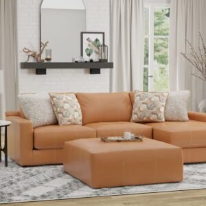 Minori - Italian Leather Sofa / Chaise And Cocktail Ottoman
