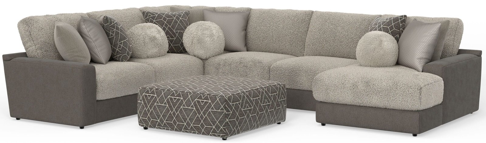 Canyon - 4 Piece Sectional With Cuddler Seat Cushions, Included Accent Pillows And Cocktail Ottoman (Right Side Facing Chaise) - Umber - Image 3