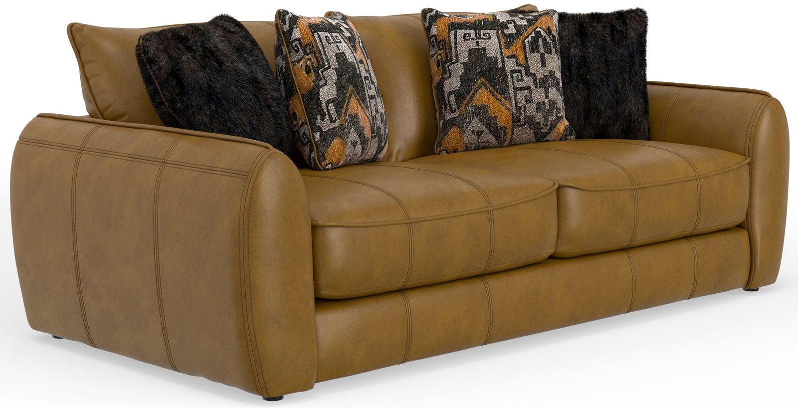Corvara - Top Grain Italian Leather Match Sofa - Caramel - Image 2
