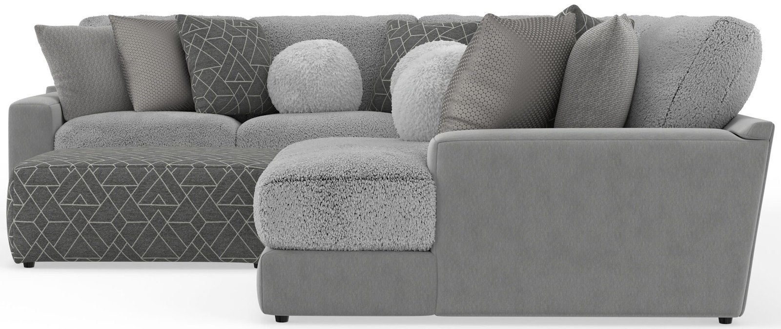 Canyon - 4 Piece Sectional With Cuddler Seat Cushions, Included Accent Pillows And Cocktail Ottoman (Right Side Facing Chaise) - Platinum - Image 2