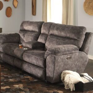 Sedona - Power Hdrst With Lumbar Lay Flat Reclining Console Loveseat With Storage & Cupholders