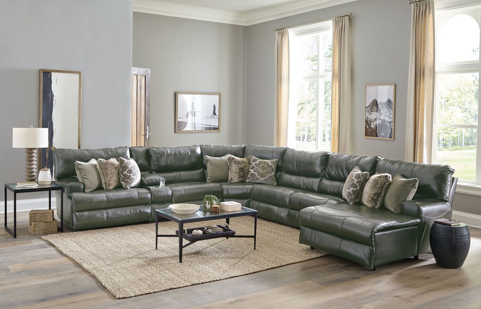 Como - 7 Piece Italian Leather Match Reclining Sectional - Image 16