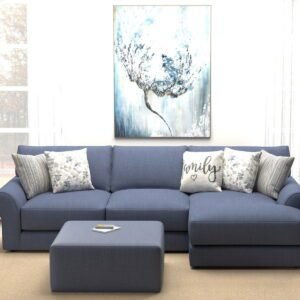 Cape May - Sofa Chaise With Comfort Coil Seating, 41" Cocktail Ottoman And 5 Accent Pillows Included