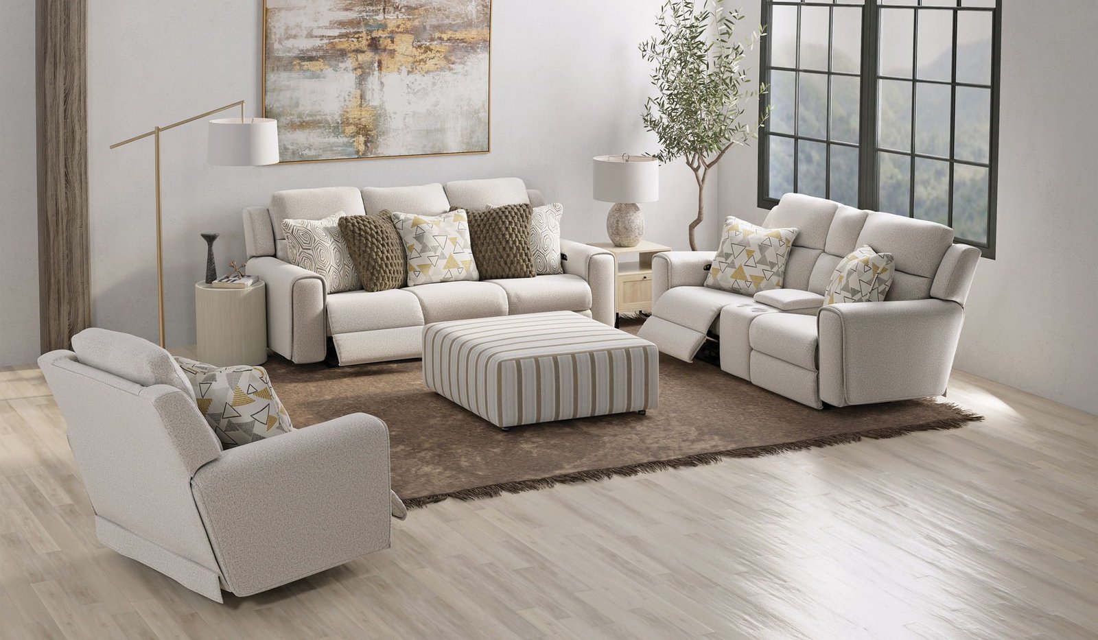 Micah - Power Headrest Power Deep Seat Reclining Console Loveseat - Oatmeal - Image 3