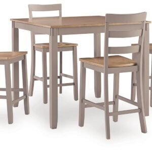 Harperfeld - Dining Room Counter Table Set (Set of 5) - Natural / Gray