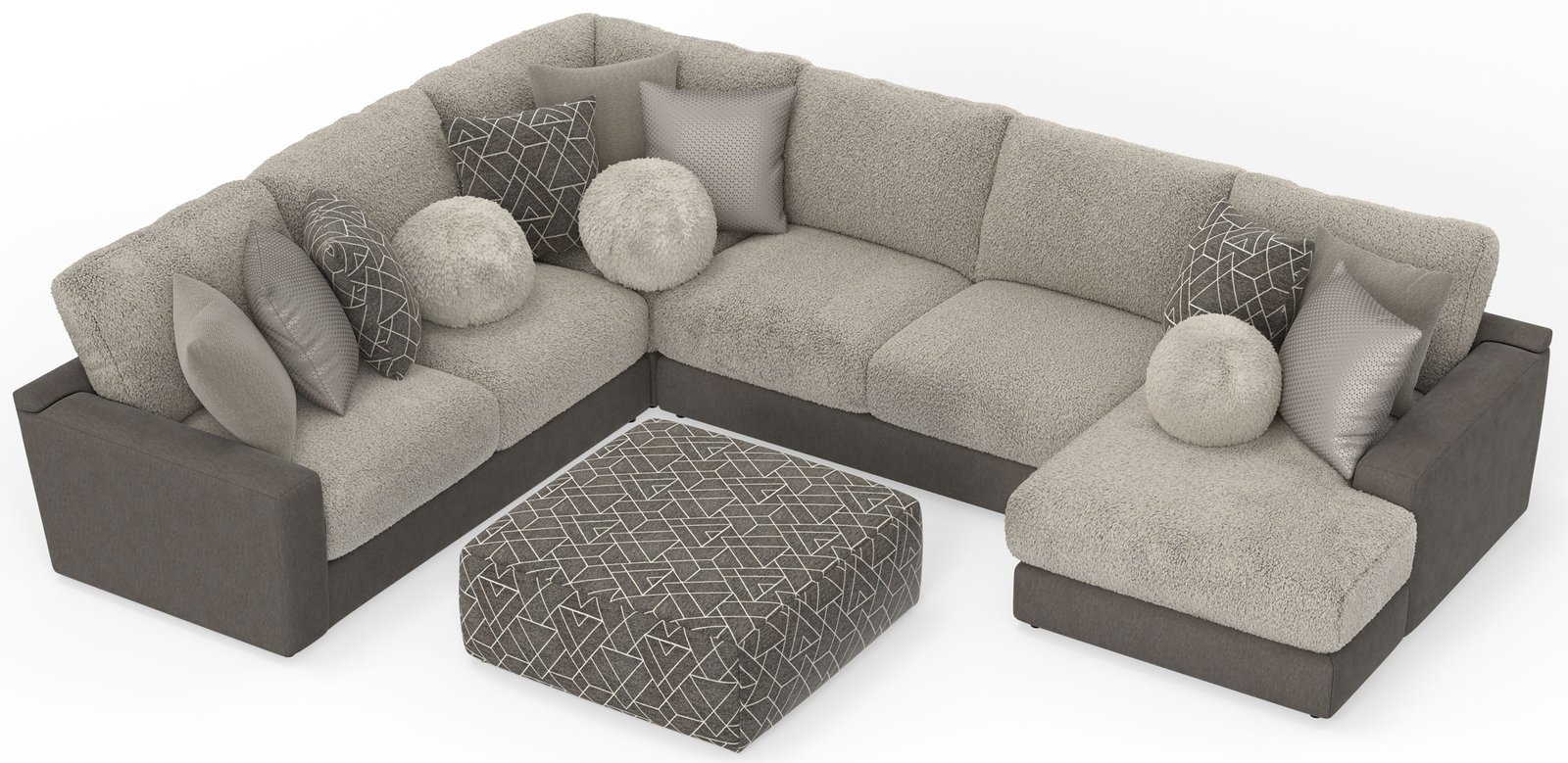Canyon - 4 Piece Sectional With Cuddler Seat Cushions, Included Accent Pillows And Cocktail Ottoman (Right Side Facing Chaise) - Umber - Image 2