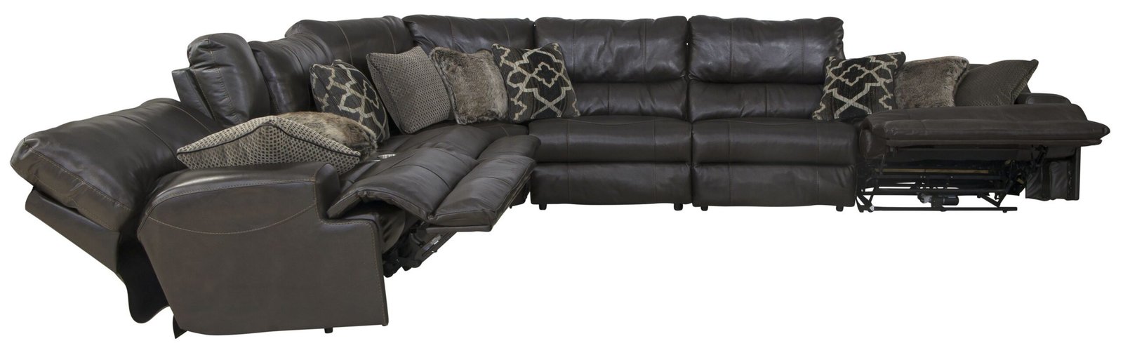 Como - 7 Piece Italian Leather Match Reclining Sectional - Image 13
