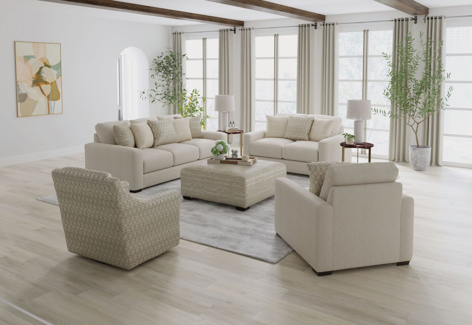 Hyde Park - Fabric Swivel Chair - Beige - Image 2