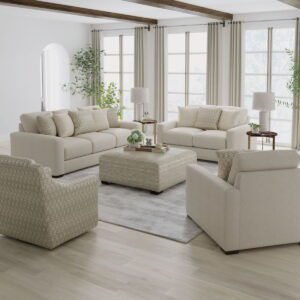 Hyde Park - Fabric Cocktail Ottoman - Beige