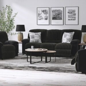 Comet - Power Lay Flat Reclining Sofa - Black