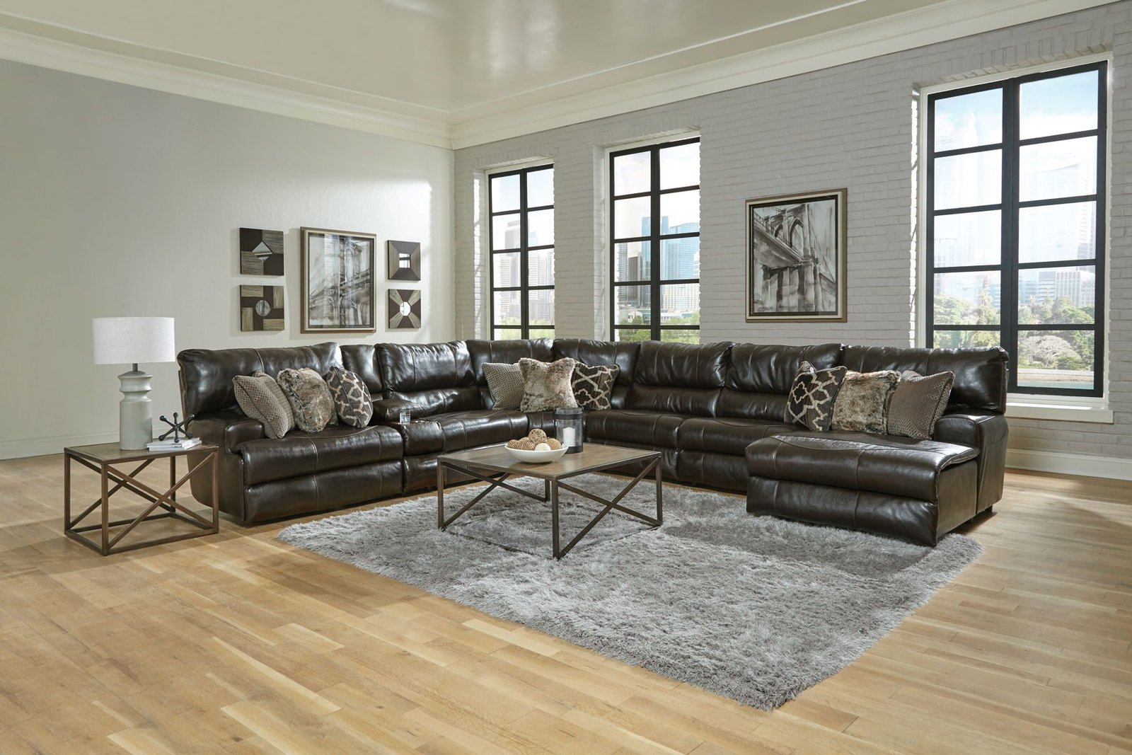 Como - 7 Piece Italian Leather Match Reclining Sectional - Image 28