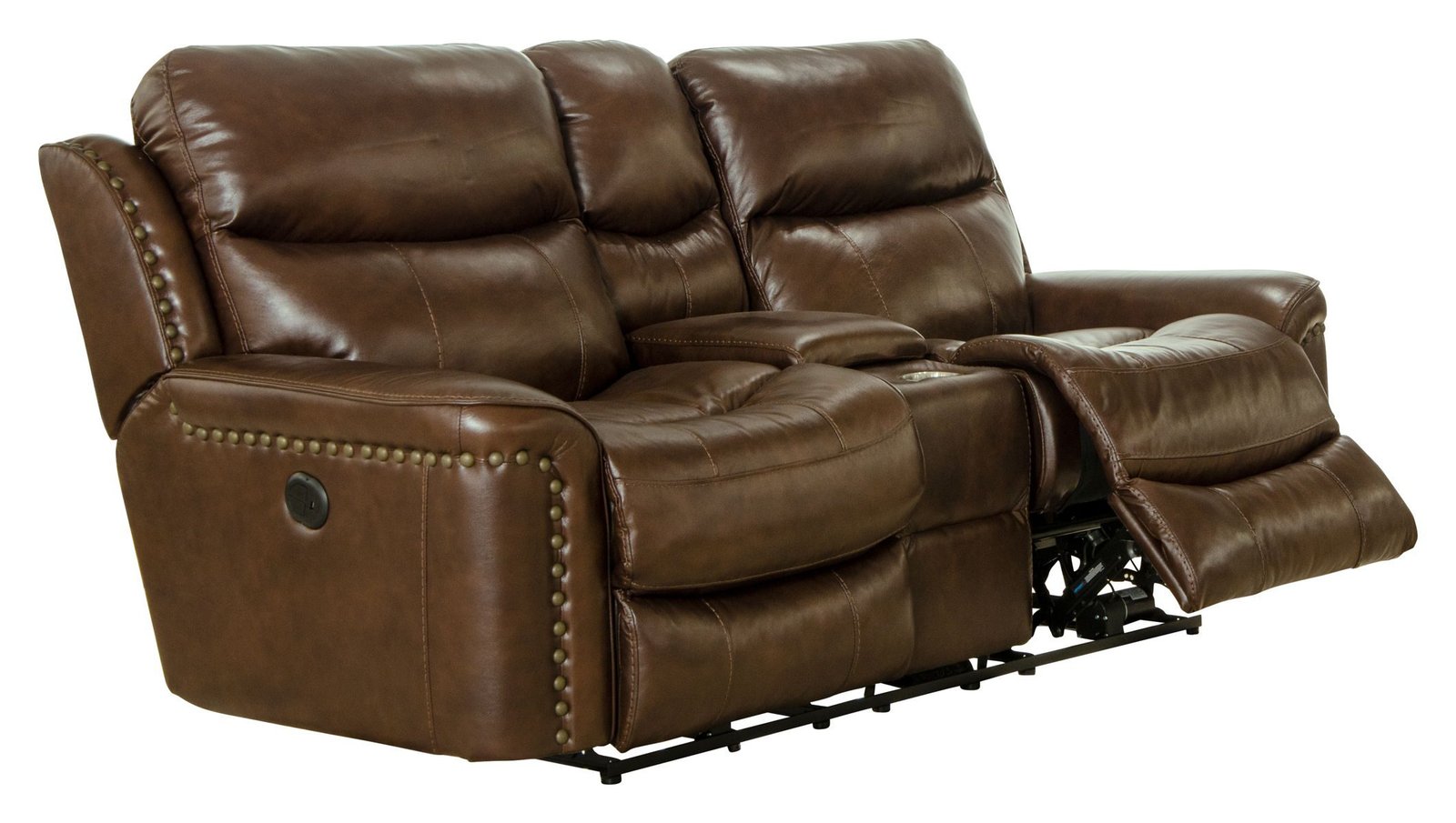 Ceretti - Power Reclining Console Loveseat - Brown Top Grain Italian Leather Match - Image 2