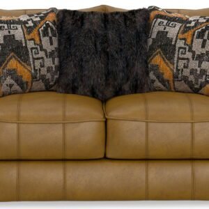 Corvara - Top Grain Italian Leather Match Loveseat - Caramel
