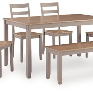 Harperfeld - Dining Room Table Set (Set of 6) - Natural / Gray