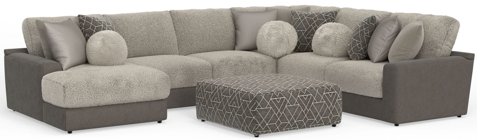 Canyon - 4 Piece Sectional With Cuddler Seat Cushions, Included Accent Pillows And Cocktail Ottoman (Left Side Facing Chaise) - Umber - Image 2