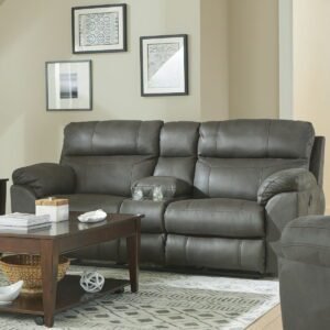 Atlas - Reclining Console Loveseat With Storage - Charcoal