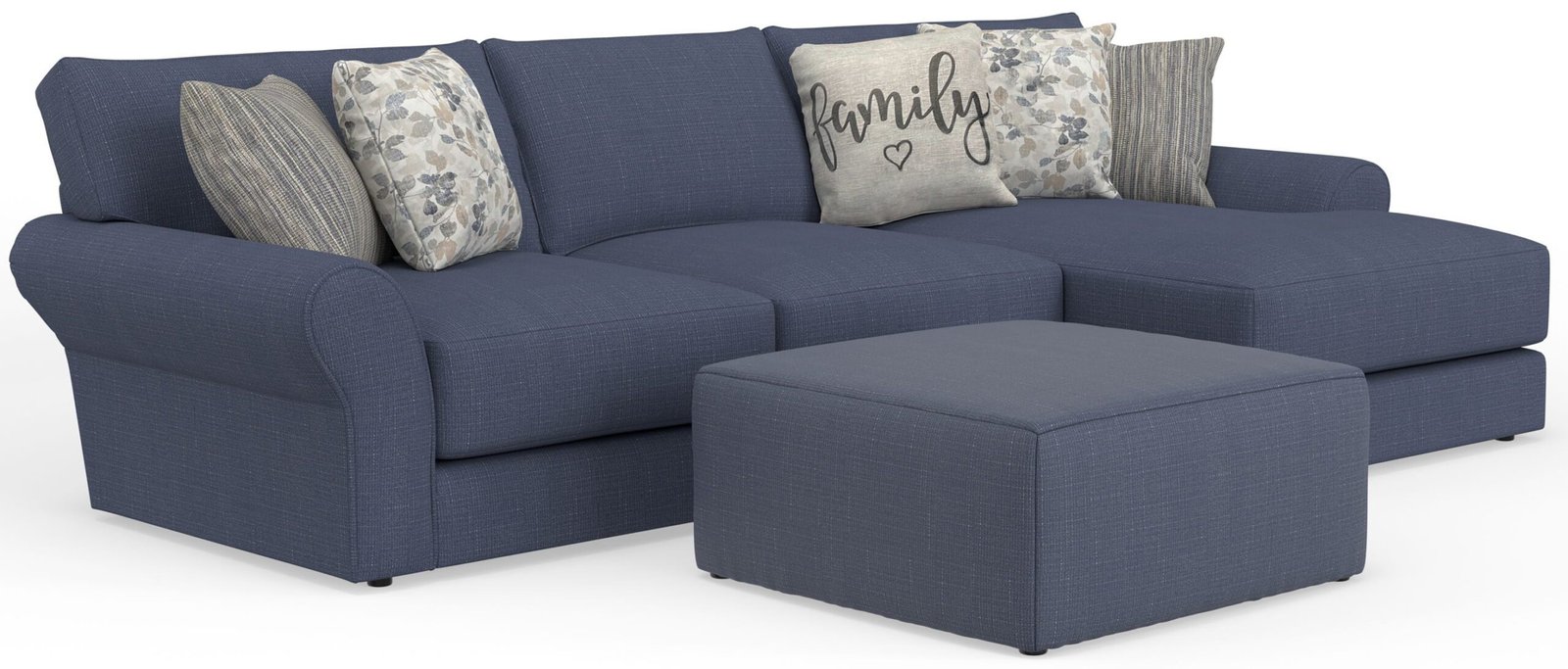 Cape May - Sofa Chaise With Comfort Coil Seating, 41" Cocktail Ottoman And 5 Accent Pillows Included - Image 2