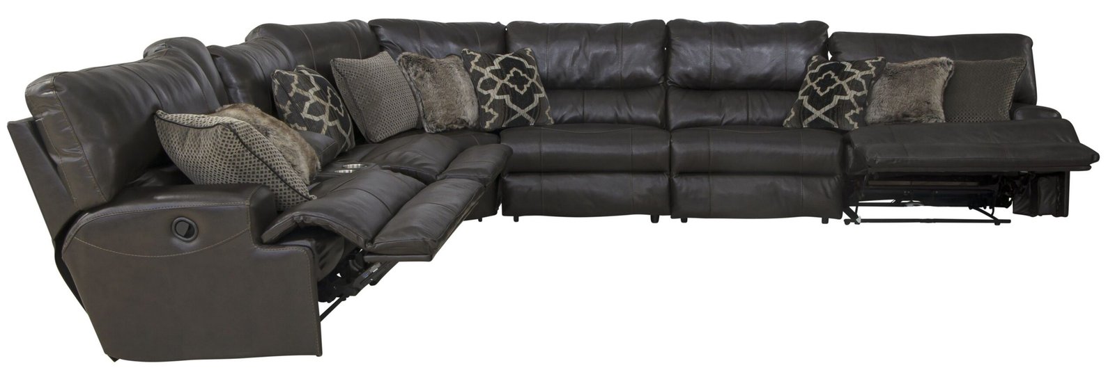 Como - 7 Piece Italian Leather Match Reclining Sectional - Image 5