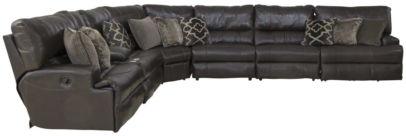 Como - 7 Piece Italian Leather Match Reclining Sectional - Image 24