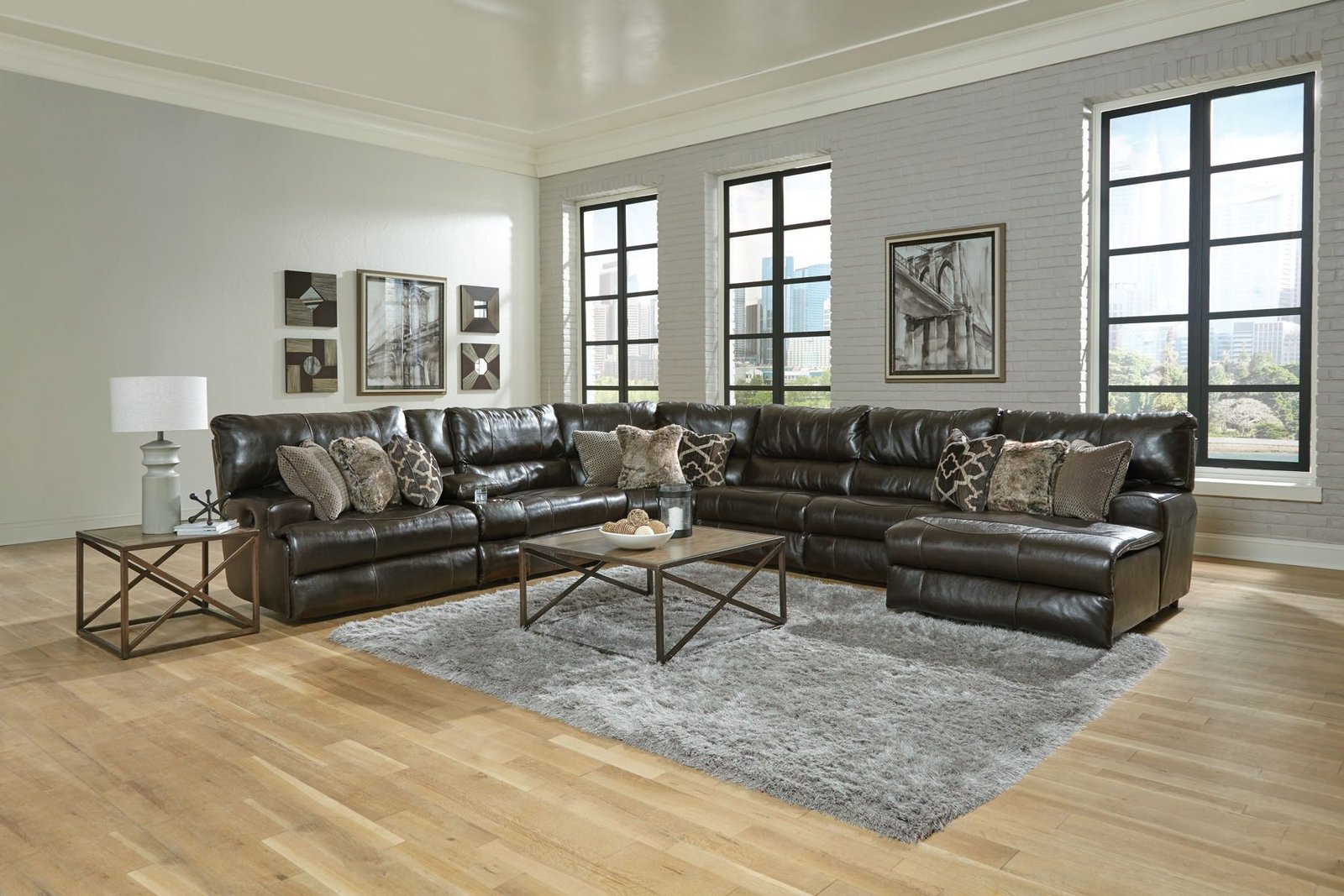 Como - 7 Piece Italian Leather Match Reclining Sectional - Image 29