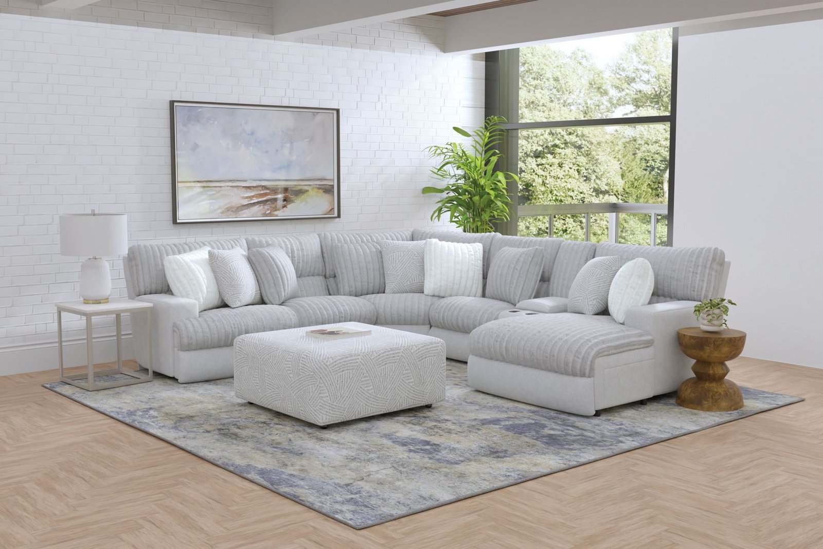 Abraxas - Castered Cocktail Ottoman - Moonstruck - Image 2