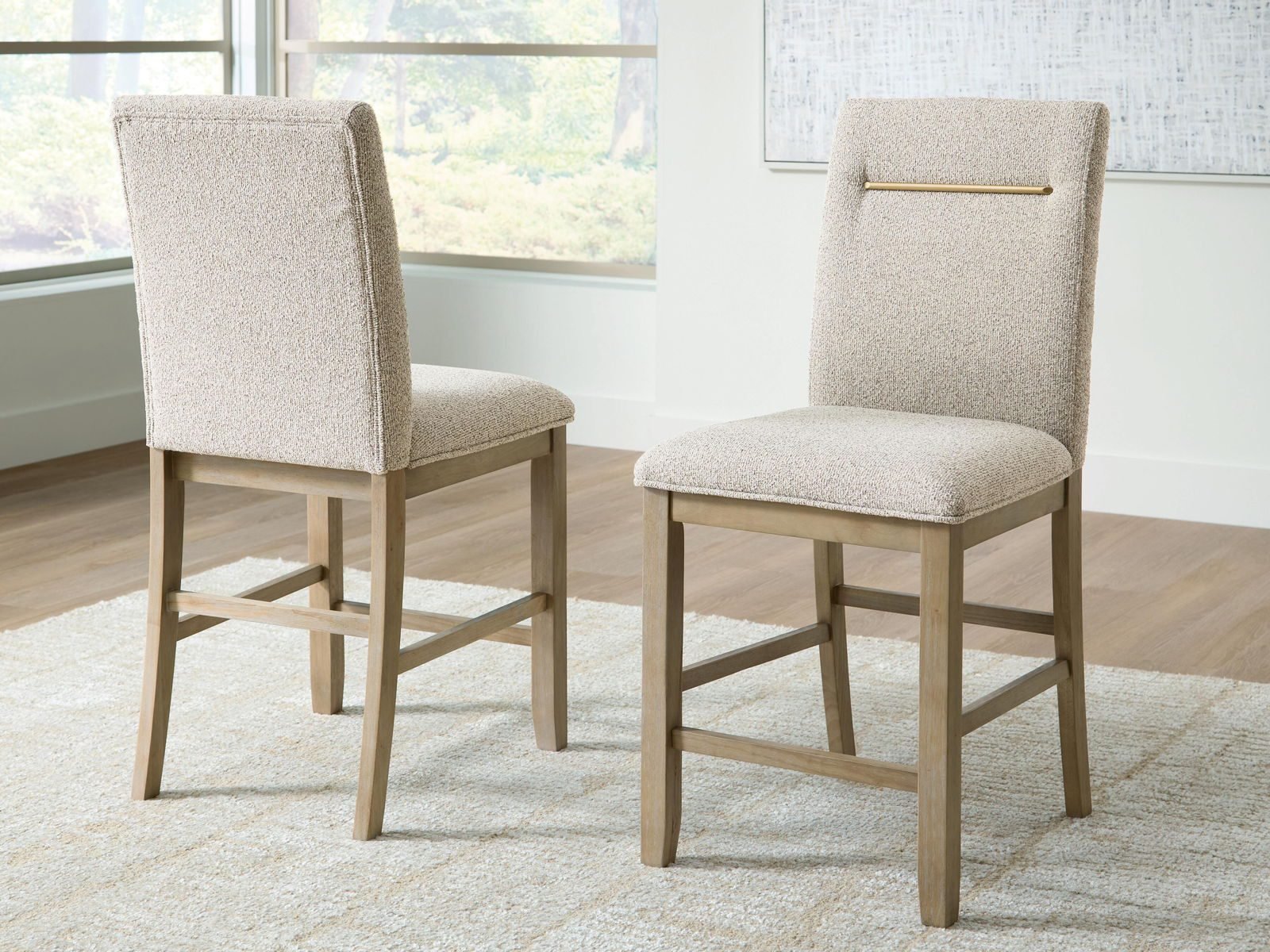 Lasinger - Upholstered Barstool (Set of 2) - Light Brown - Image 3
