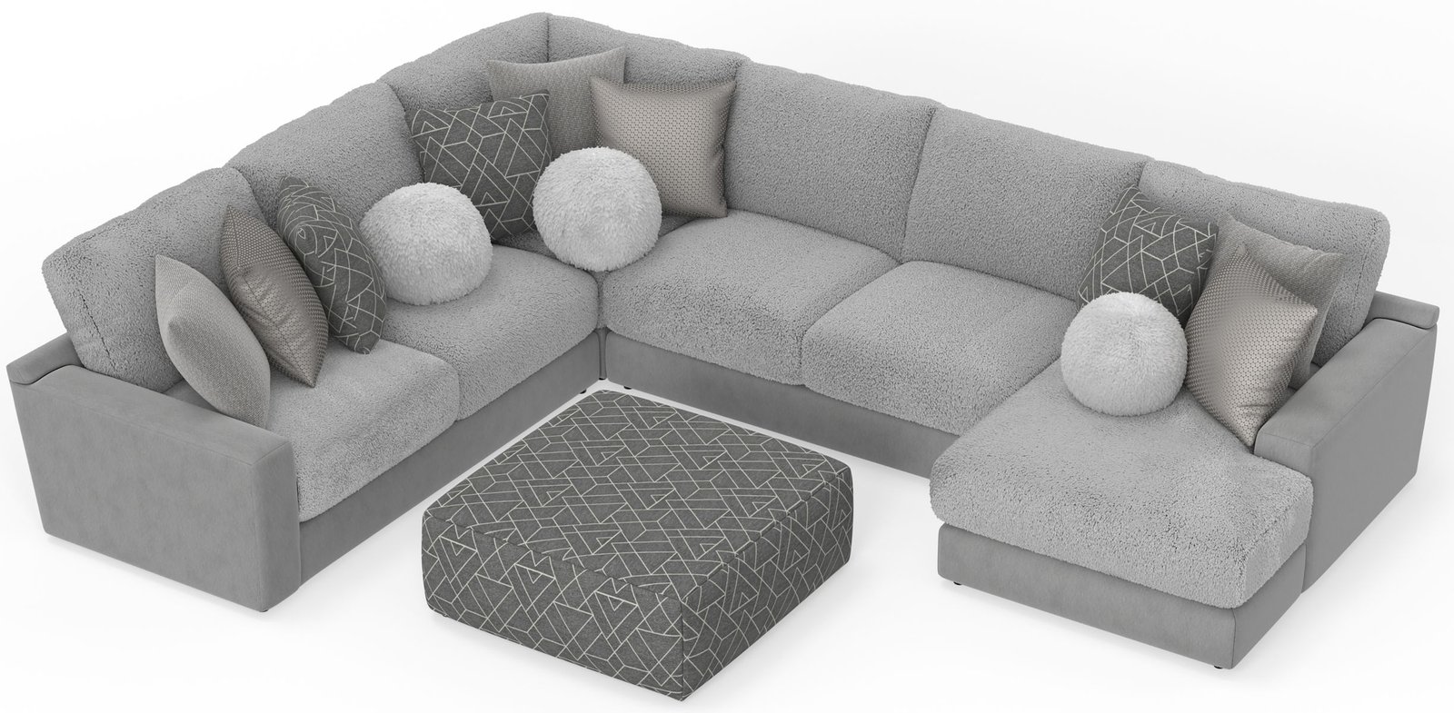 Canyon - 4 Piece Sectional With Cuddler Seat Cushions, Included Accent Pillows And Cocktail Ottoman (Right Side Facing Chaise) - Platinum - Image 3