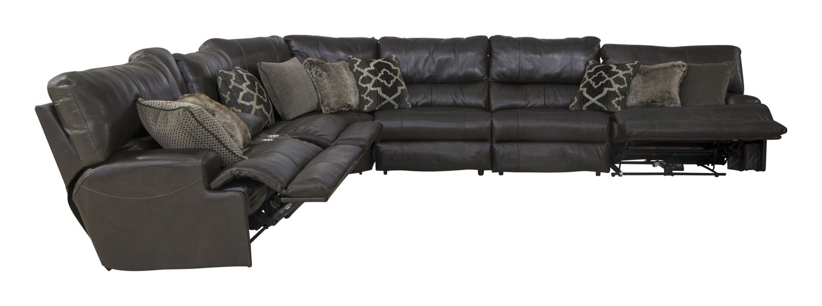 Como - 7 Piece Italian Leather Match Reclining Sectional - Image 10