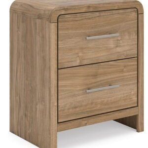 Gramburg - Two Drawer Night Stand - Warm Natural Brown