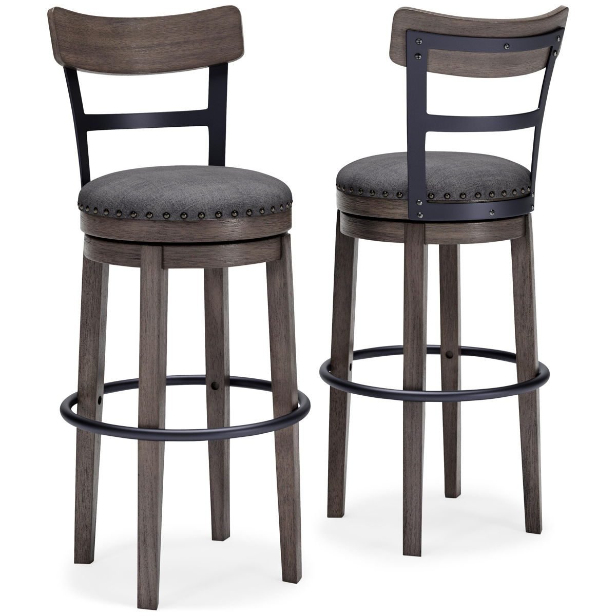 Caitbrook - Tall UPH Swivel Barstool - Gray - Image 4