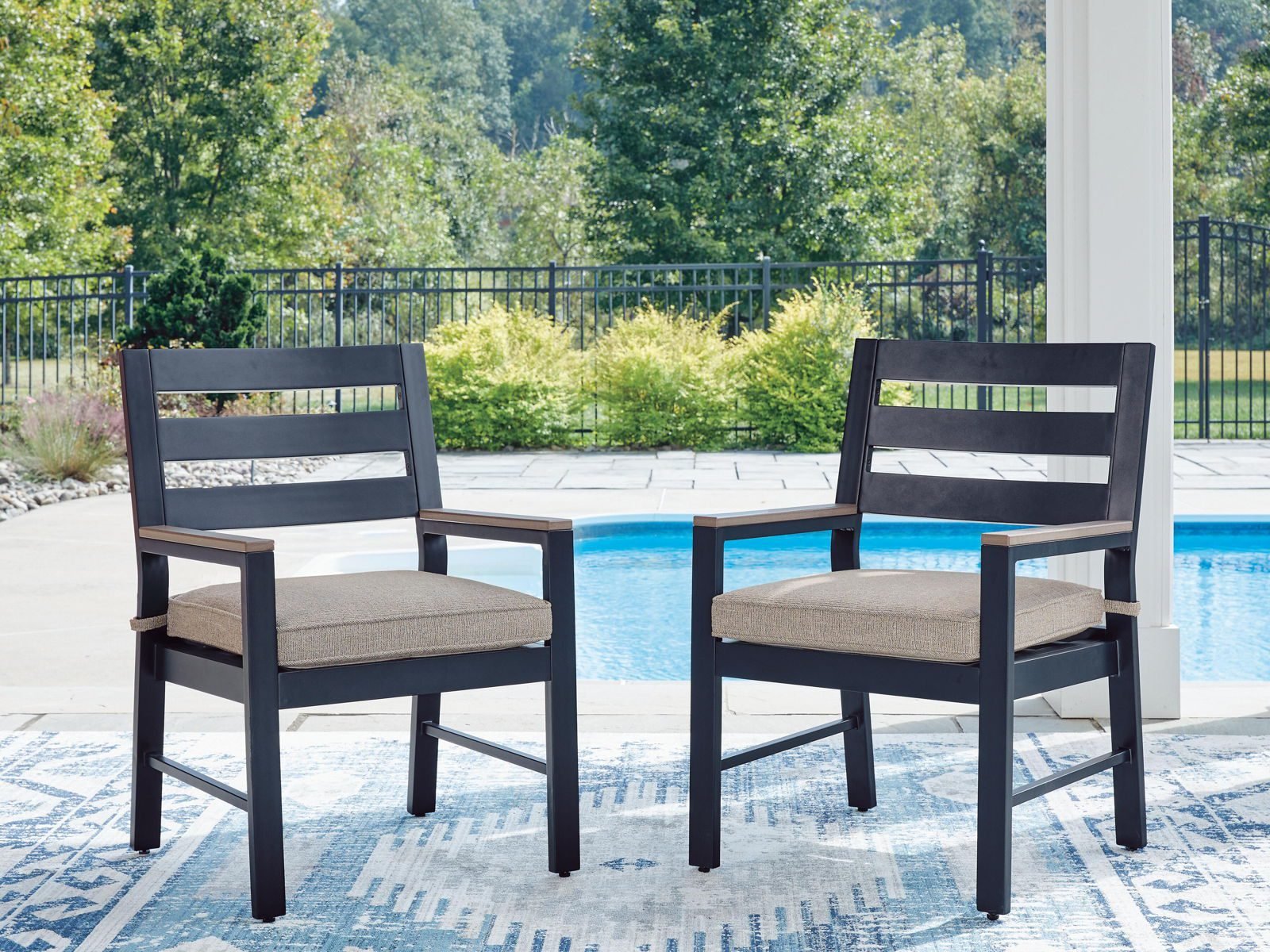 East Beach - Arm Chair With Cushion (Set of 2) - Blue - Image 4