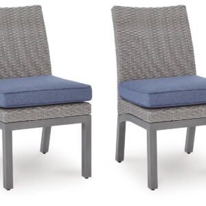 Half Moon Beach - Side Chair With Cushion (Set of 2) - Blue / Gray