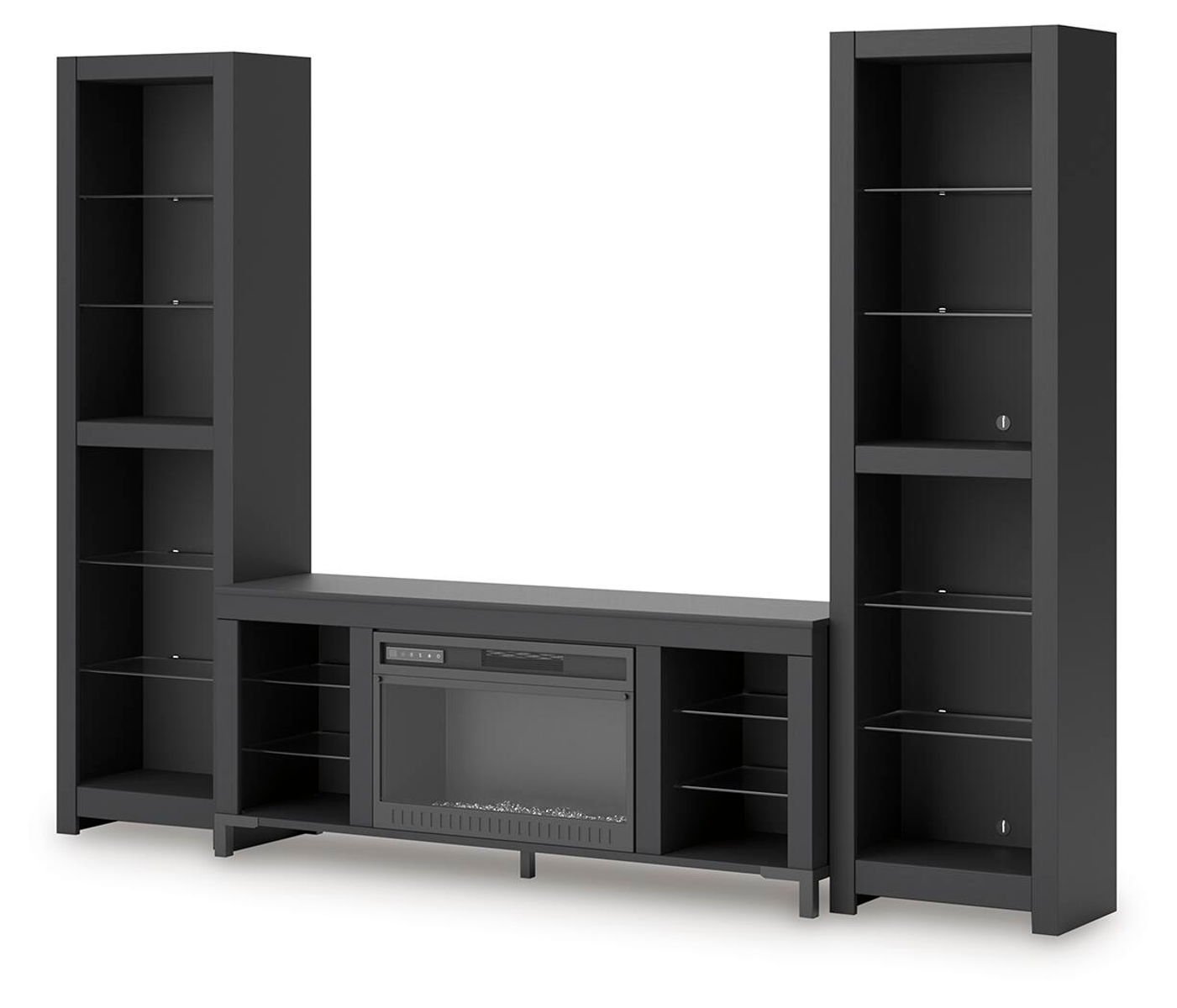Cayberry - 3-Piece Entertainment Center With Electric Fireplace - Black - Image 4