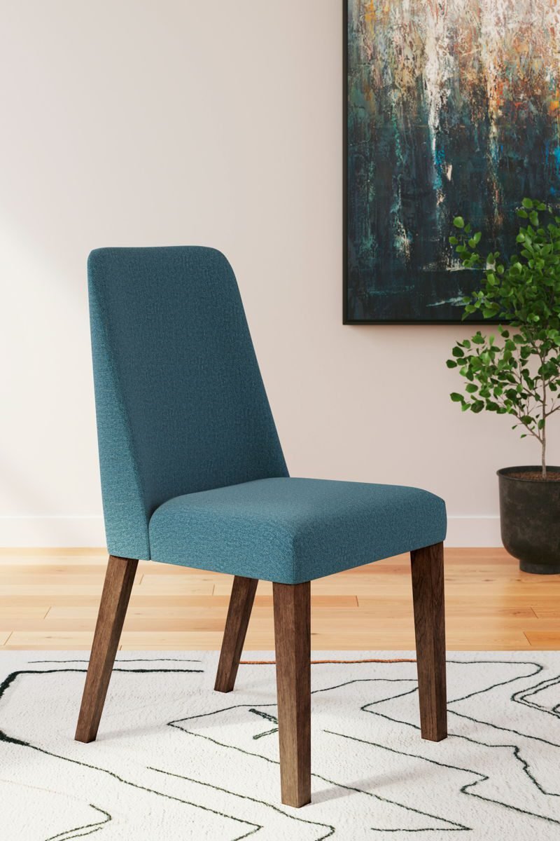 Lyncott - Dining Uph Side Chair (Set of 2) - Blue / Brown - Image 2