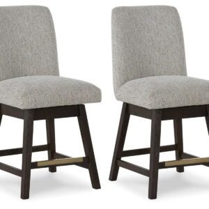 Burkhaus - Upholstered Swivel Barstool (Set of 2) - Beige / Dark Brown