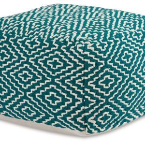 Brynnsen - Pouf - Teal / Ivory