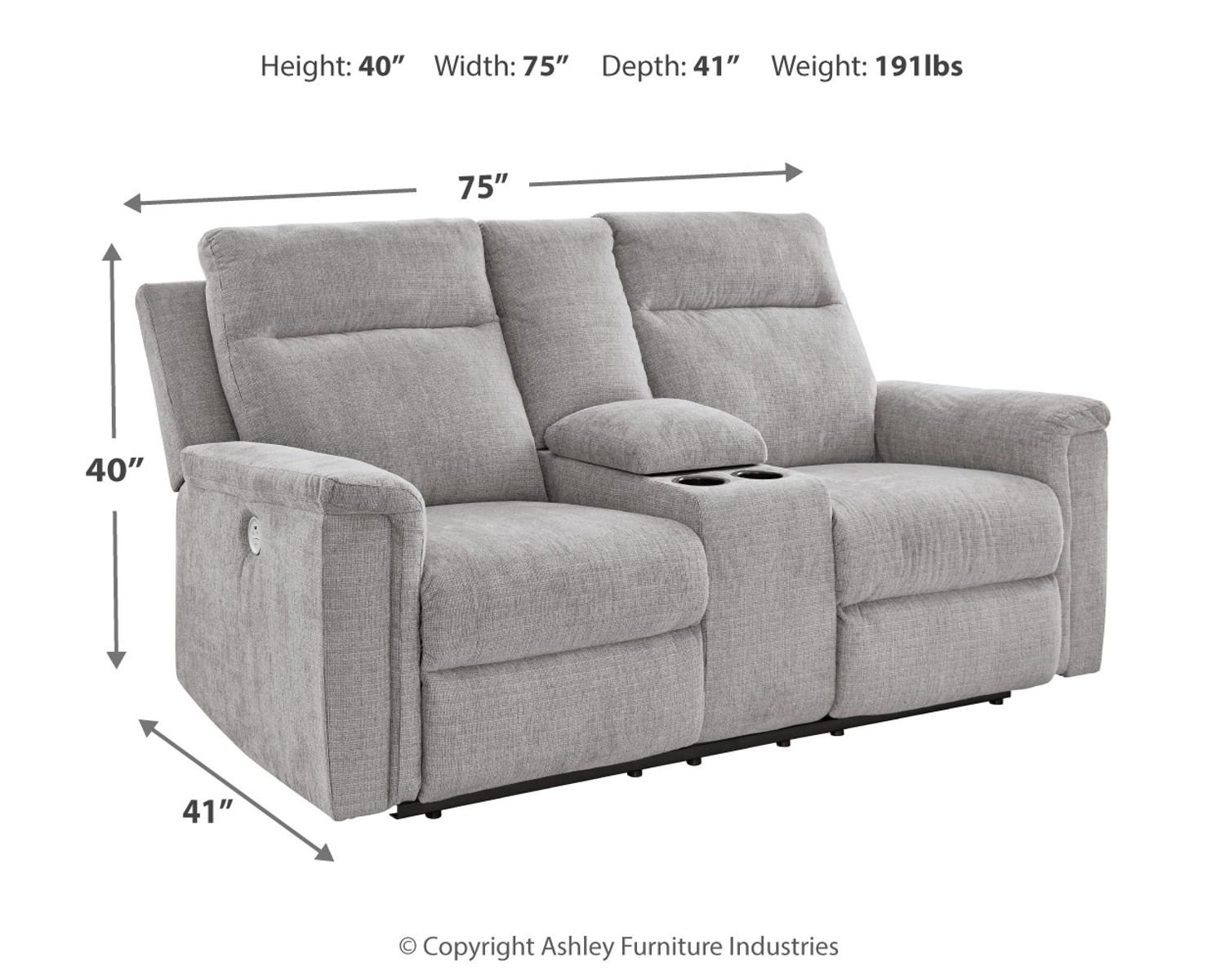 Barnsana - Dbl Power Reclining Loveseat with Console - Ash - Image 4