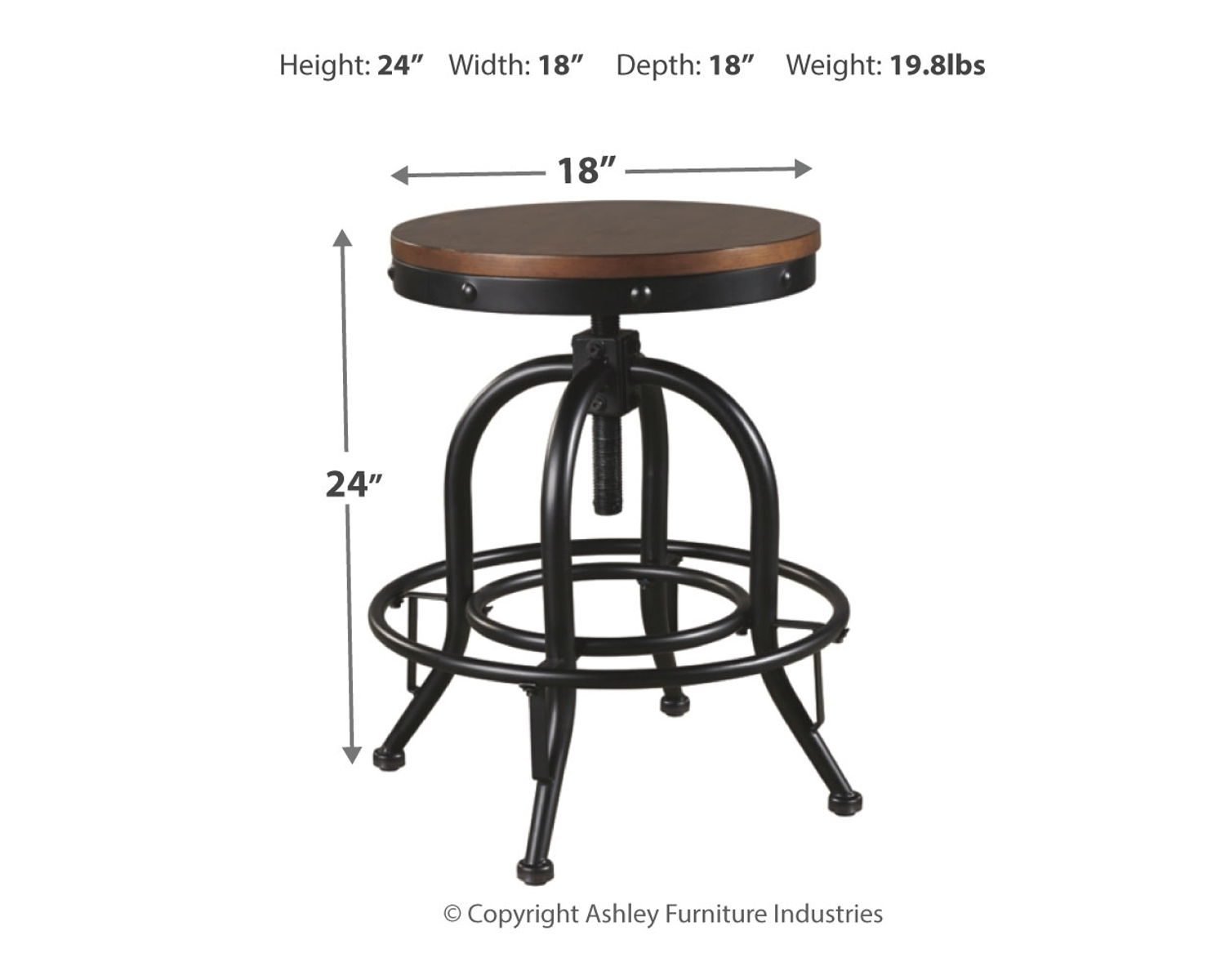 Valebeck - Swivel Barstool (Set of 2) - Brown / Black - Image 3
