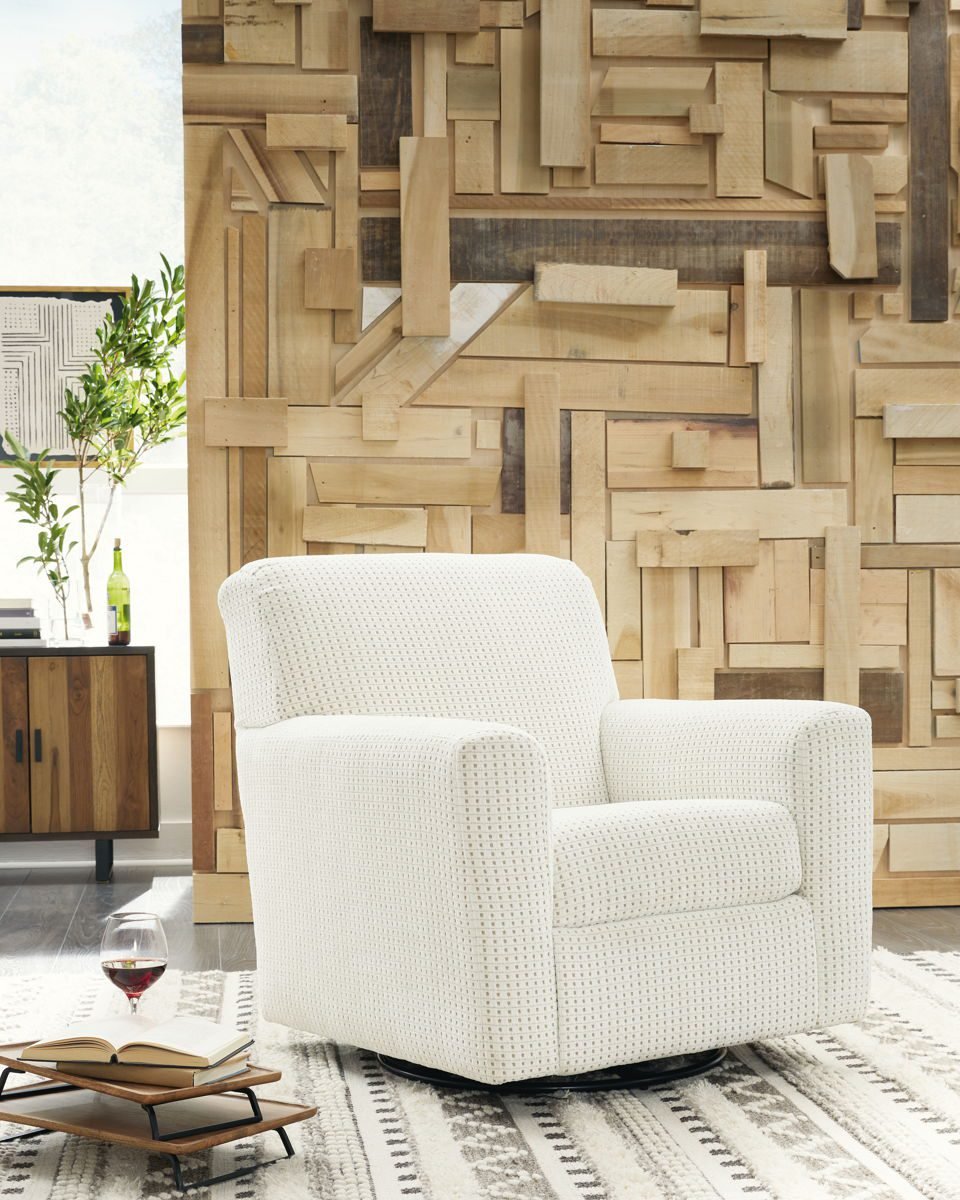 Herstow - Swivel Glider Accent Chair - Ivory - Image 2
